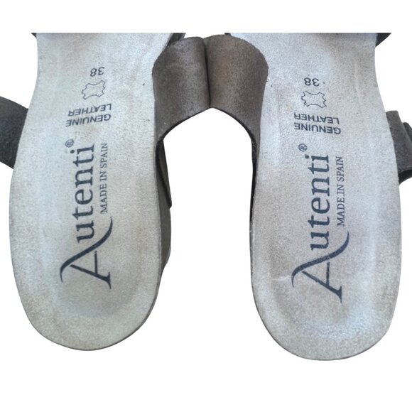 Autenti Women’s Brown Suede Adjustable Strap Leather Wedge Sandals Size US7.5 - Picture 4 of 9